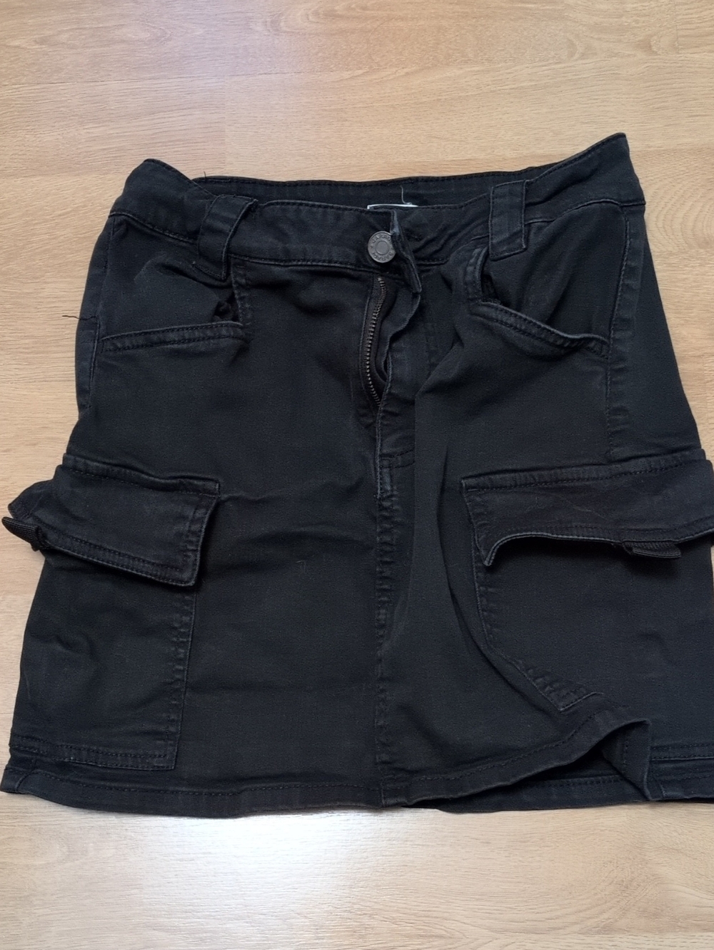 Garage Black Cargo Mini Skirt with Flap Pockets